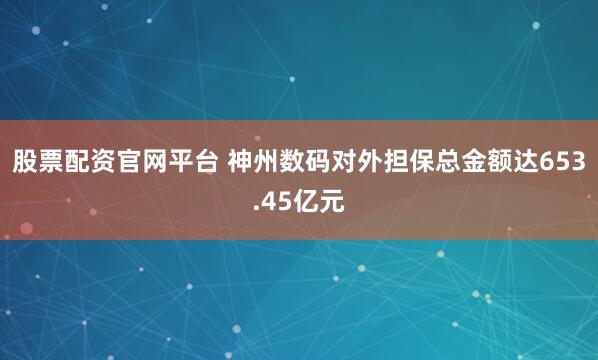 股票配资官网平台 神州数码对外担保总金额达653.45亿元